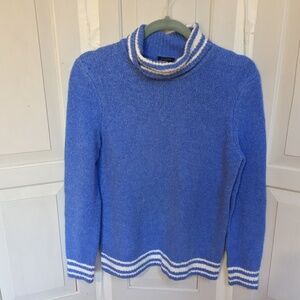 Talbots Blue and White Turtleneck Sweater